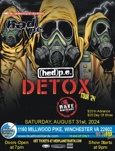 (HED)PE is back on their DETOX tour and hitting Winchester, VA with Hate Grenade