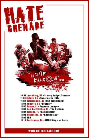 Hate Grenade is going on tour this fall; stops include VA, AL, GA, FL, and PA!