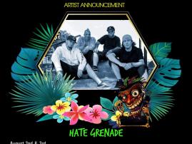 A promotional photo of Hate Grenade, performing at TiKi STik Festival. The Tiki STik Festival occurs August 2-3 in Marion OH. 