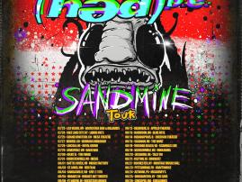 (HED)PE Sandmine Tour Poster.  Hate Grenade supports on AUG 24 at McGarvey's in Altoona, PA and AUG 25 at The Cave in Binghampton, NY